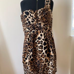 NANETTE LEPORE Leopard Print One Shoulder Dress 8